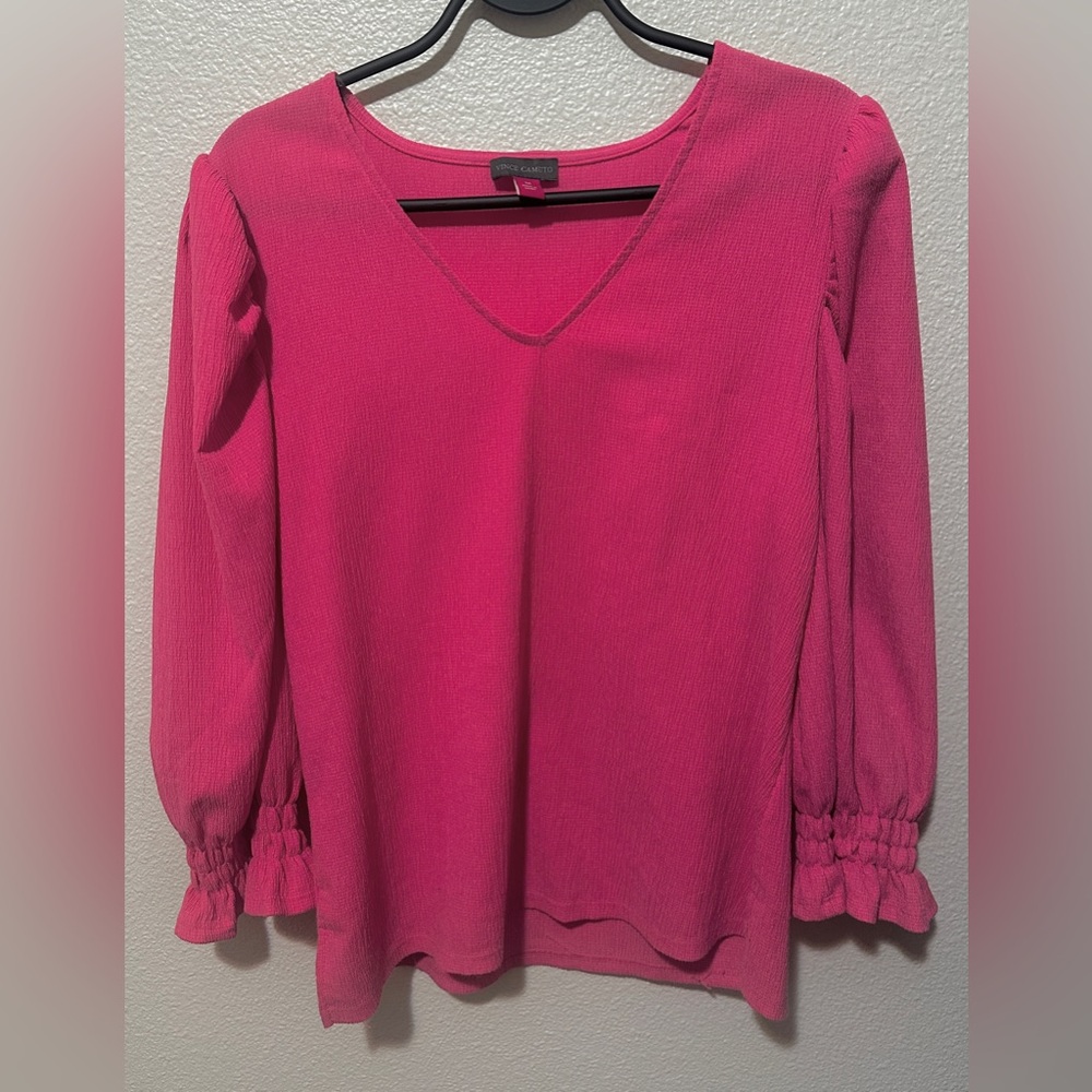 Vince Camuto Fuchsia V-Neck Blouse